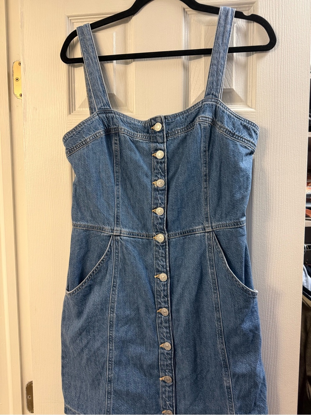 Levi's Medium Blue Button-Front Denim Pinafore Dress